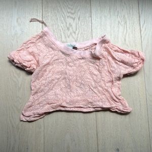Pink lace crop top